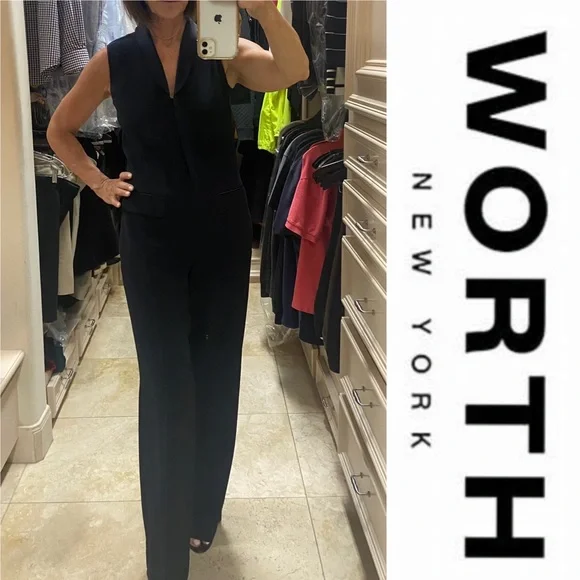 Worth NY Navy Tuxedo Jumpsuit - Size 2